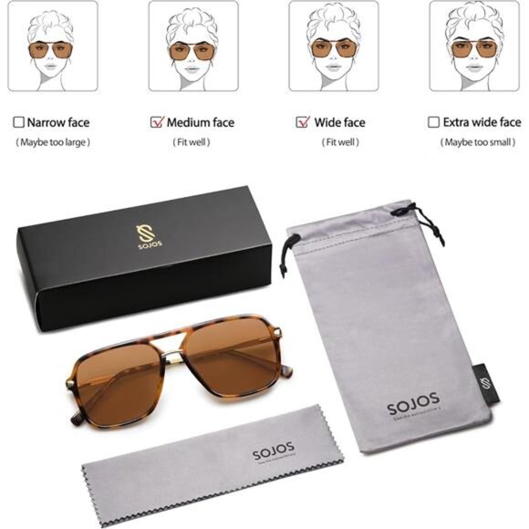 Sunglasses for Women & Men, Square, Retro, Polarized Lens, Trendy - Picture 6 of 7